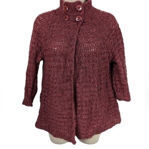 Mandarin Blue Mock Neck Cardigan Sz PL